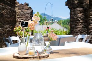 Rustic Centerpieces with Dinosaur Accent