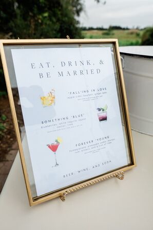 Illustrated Signature Cocktail Menu for Wedding at the Royal Crest Room in St. Cloud, Florida