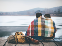 Couple under blanket
