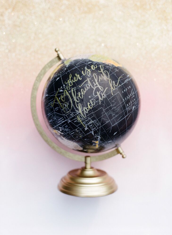Gold Calligraphy 'No Place I'd Rather Be' Globe