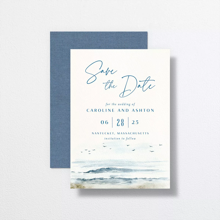 Delicate coastal save-the-date cards
