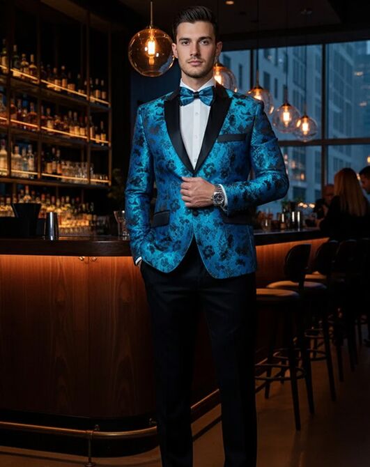 BLACKTIE AMSTERDAM Turquoise Wedding Tuxedo Blue Tuxedo - 6