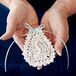 For her something blue, Lindsey's grandmother made a crochet piece with her soon-to-be initial S.