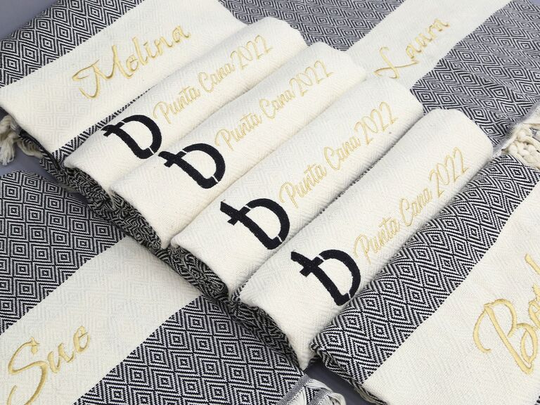 Turkish beach towels custom embroidered wedding favor idea