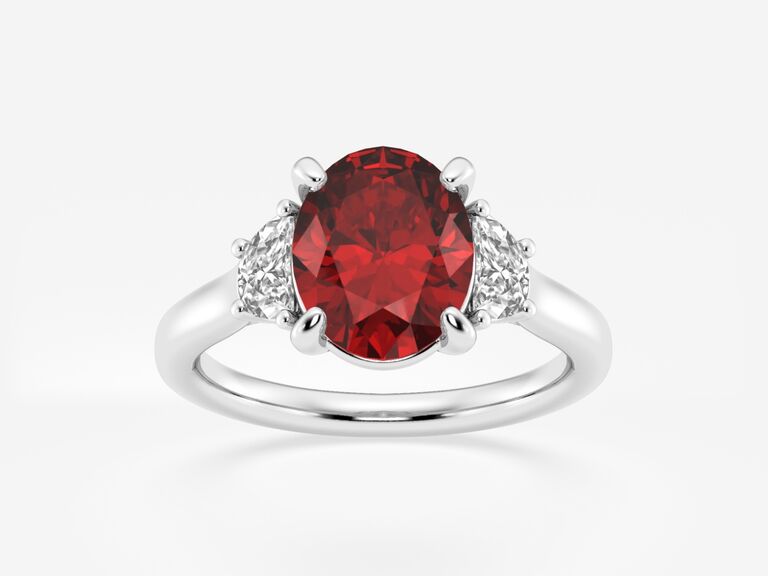 Grown Brilliance Oval Cut Three-Stone Engagement Ring