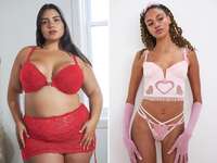 collage of red and pink sexy Valentine's Day lingerie