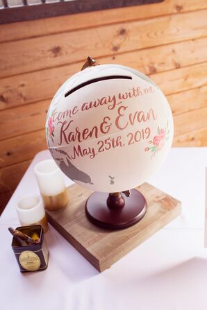 Wedding Card Globe at at Liberty Farms Reception in New York