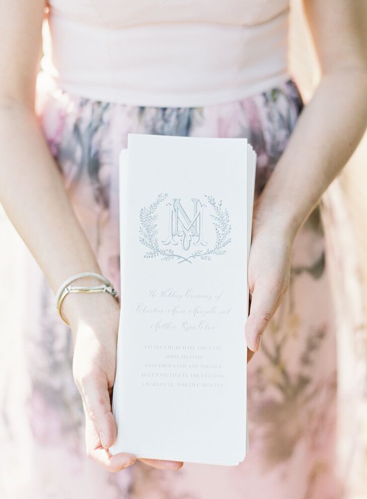 Sticking to their desire to find ways to match the natural beauty of venue, Nina and Matt had a monogram created that was surrounded by a greenery wreath.  “Our goal was to create something simple and elegant but that also integrated our garden theme.” The same greenery wreath we used on our save-the-dates and even carried out through to their personalized koozies.