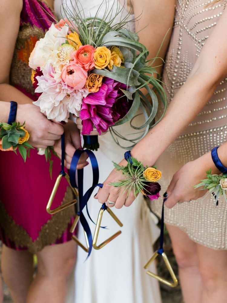 musical metal triangle wedding bouquet alternative 