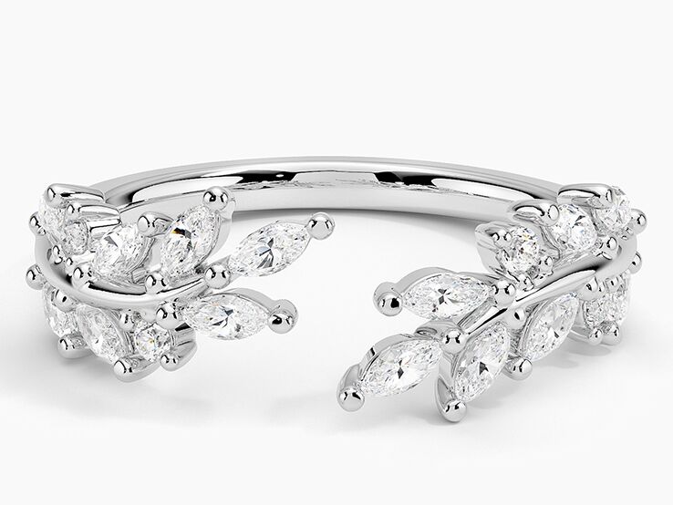 white gold open ring in ivy design