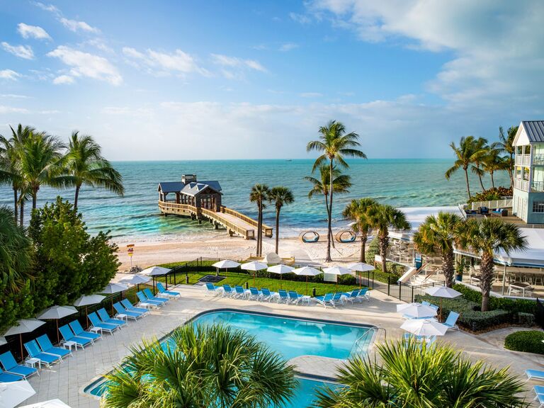 Outdoor pool deck and dock at The Reach Key West