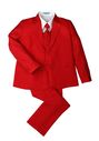 Little Tuxedos "Mason" Kids Red Suit (5-Piece Set) Flower Girl Dress and Ring Bearer Outfit - thumbnail - 1