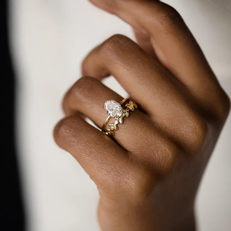 yellow gold band with vine design