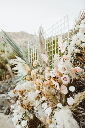 Bohemian Floral Display with Pampas Grass and Roses