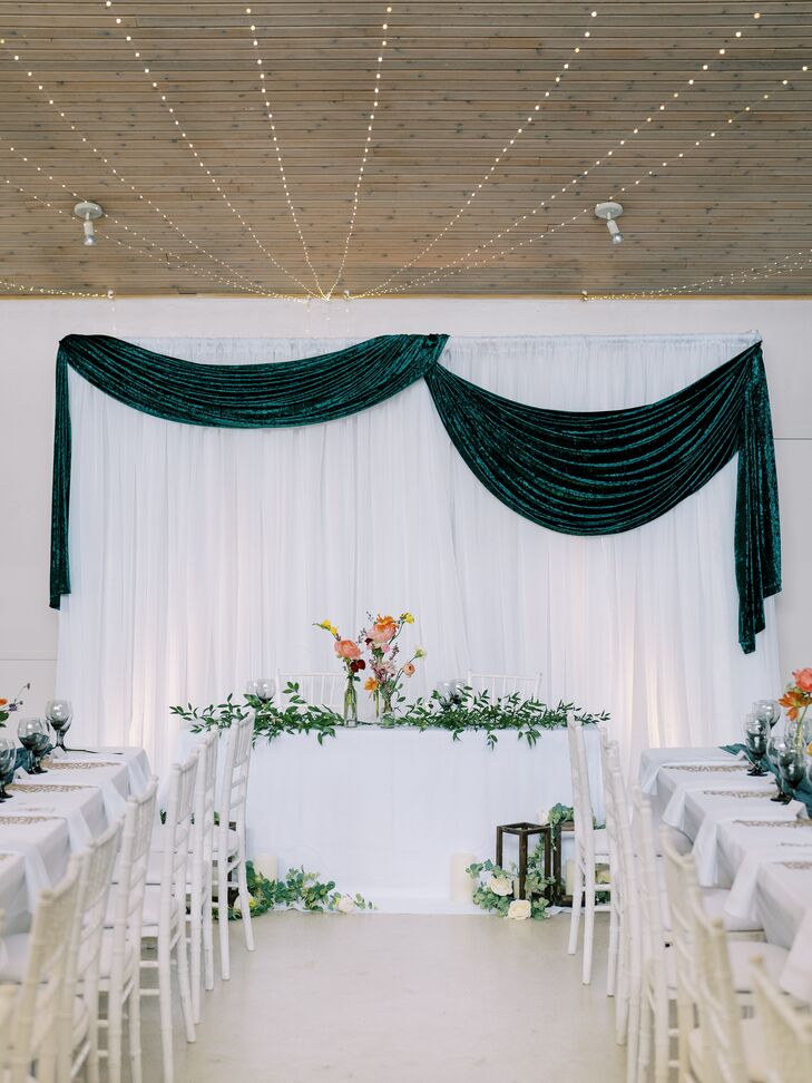 Sweetheart Table With White Draping
