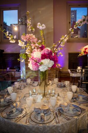 Peony and Cherry Blossom Centerpiece