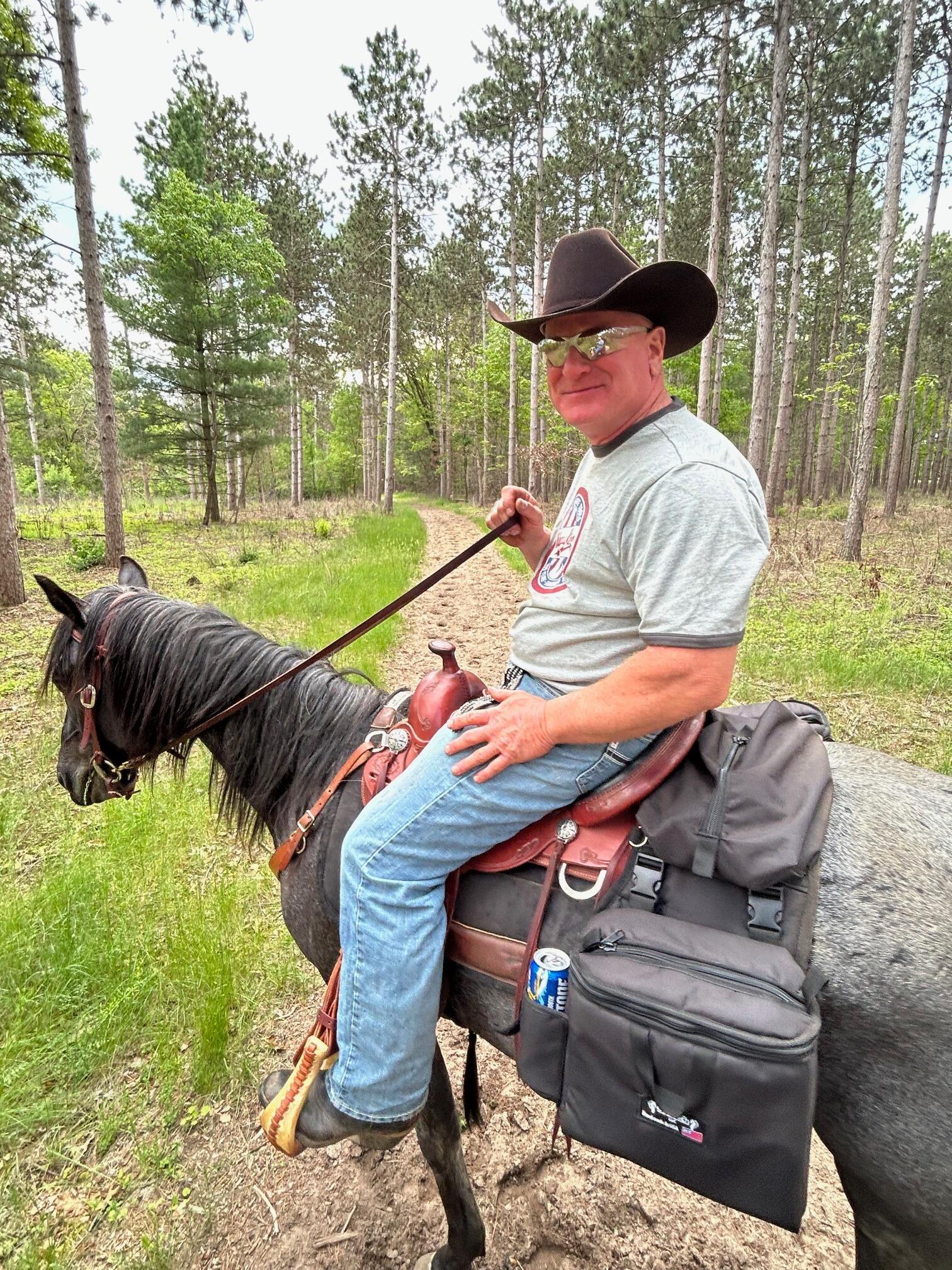 Dan and his horse Legend riding the trails of Kettle Moraine South.