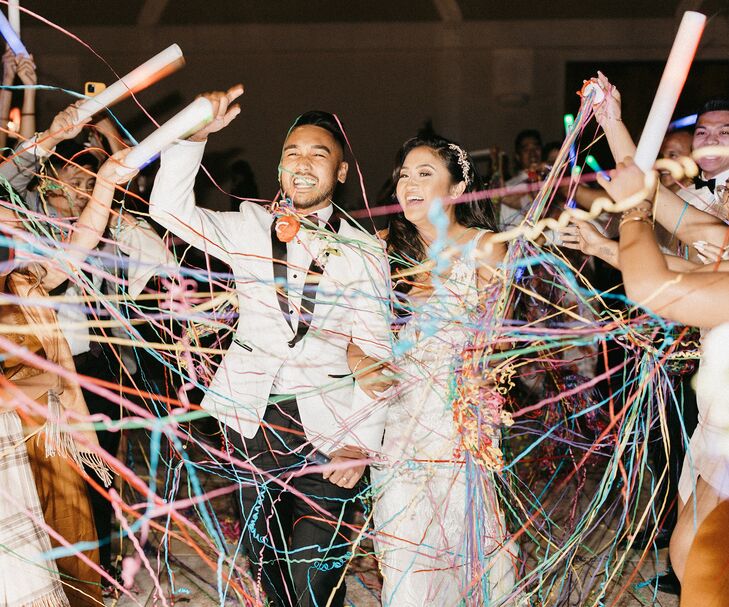Wedding Exit With Colorful Streamers