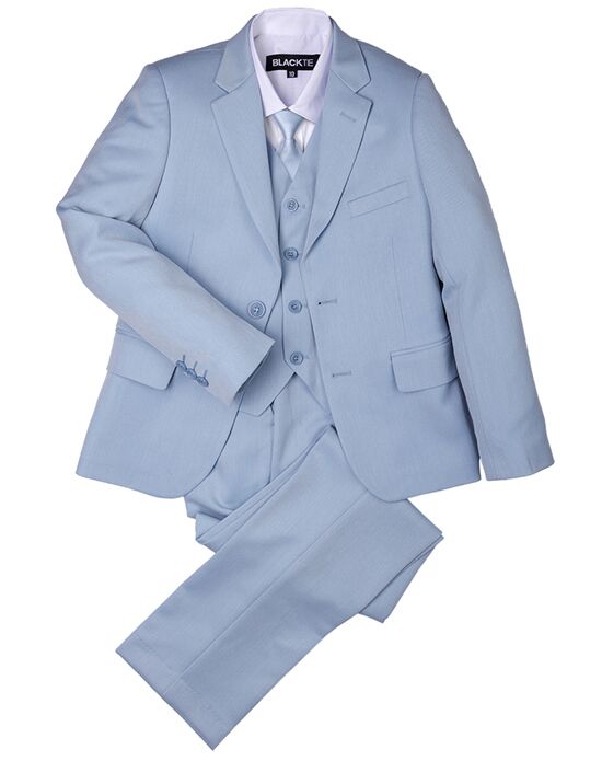 BLACKTIE "Liam" Powder Blue Suit (5-Piece Set) Flower Girl Dress and Ring Bearer Outfit - 1