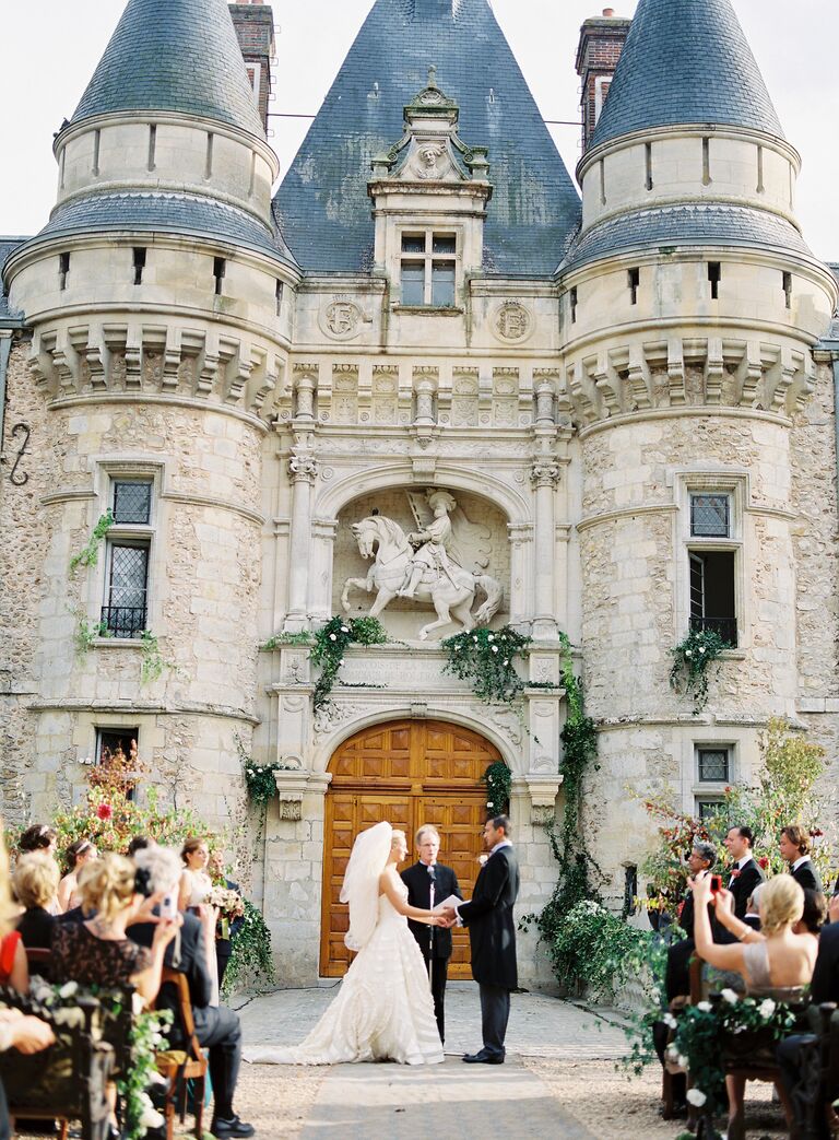 French wedding with castle backdrop