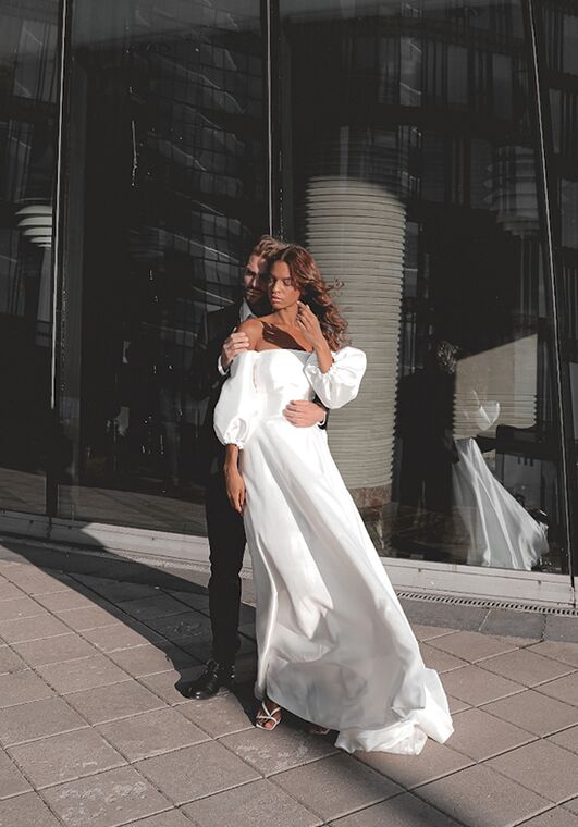 Olivia Bottega Mikado Wedding Dress Rosana with Detachable Train Ball Gown Wedding Dress - 5