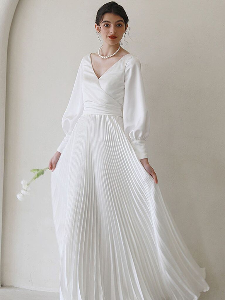 Petite pleated wedding dress by Cocomelody.
