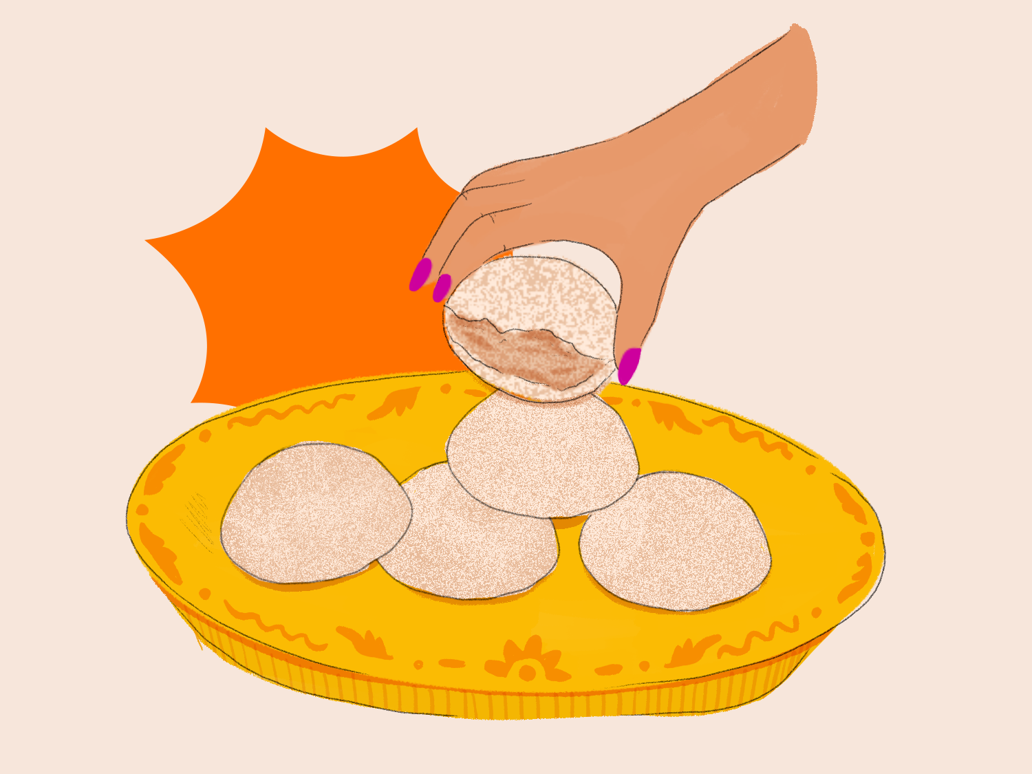 Illustration of plate of mexican wedding cookies