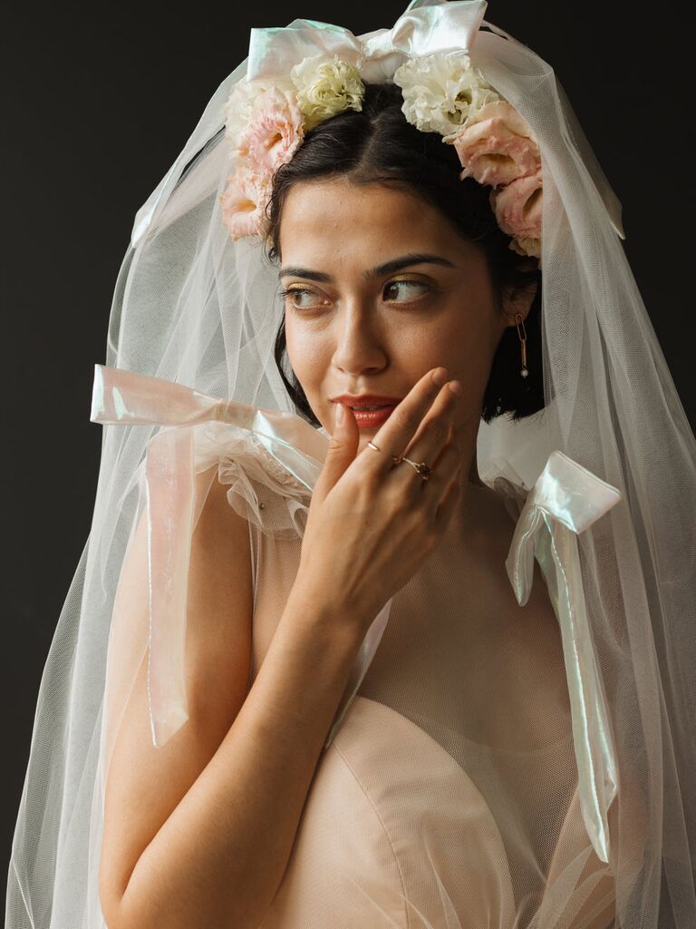 Madison Chamberlain bow wedding veil
