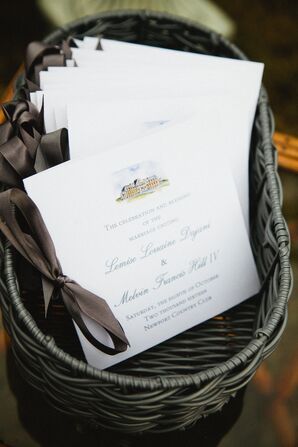Ceremony Programs Tied with Brown Ribbon