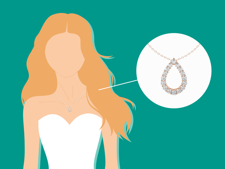 illustrated bride wearing sweetheart dress with Grown Brilliance lab-grown diamond jewelry
