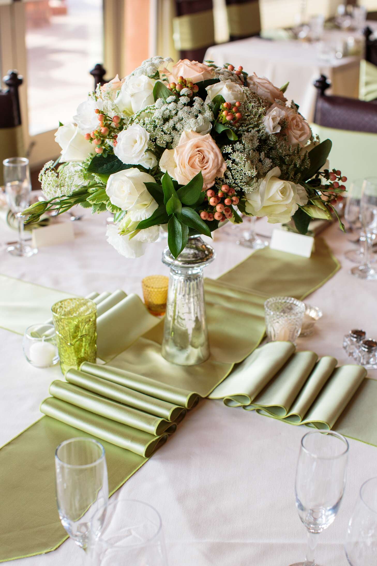 Christening, Table Decoration Table Decoration Wedding Table Flower Arrangement Nude Brown 