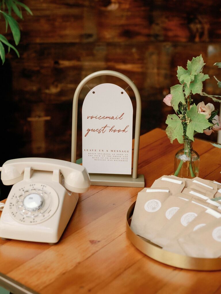 Audio guestbook idea for a personalized wedding reception. 