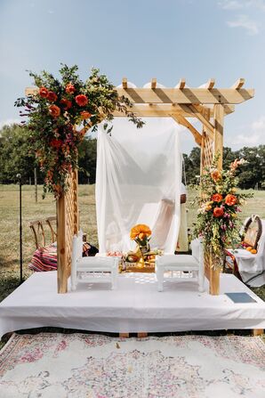 Laid-Back, Casual Inter-Faith Wedding Ceremony Decor at Woods Edge Llama Farm in Stockton, New Jersey