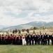 Wedding Party Portraits in Front of Mountains at River Bottoms Ranch in Midway, Utah