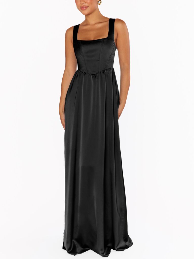 Show Me Your Mumu black satin gothic bridesmaid dress