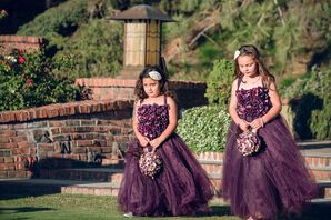 Plum-Colored Flower Girl Floral Dresses