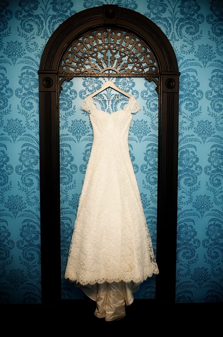Lace Cap-Sleeve Wedding Gown