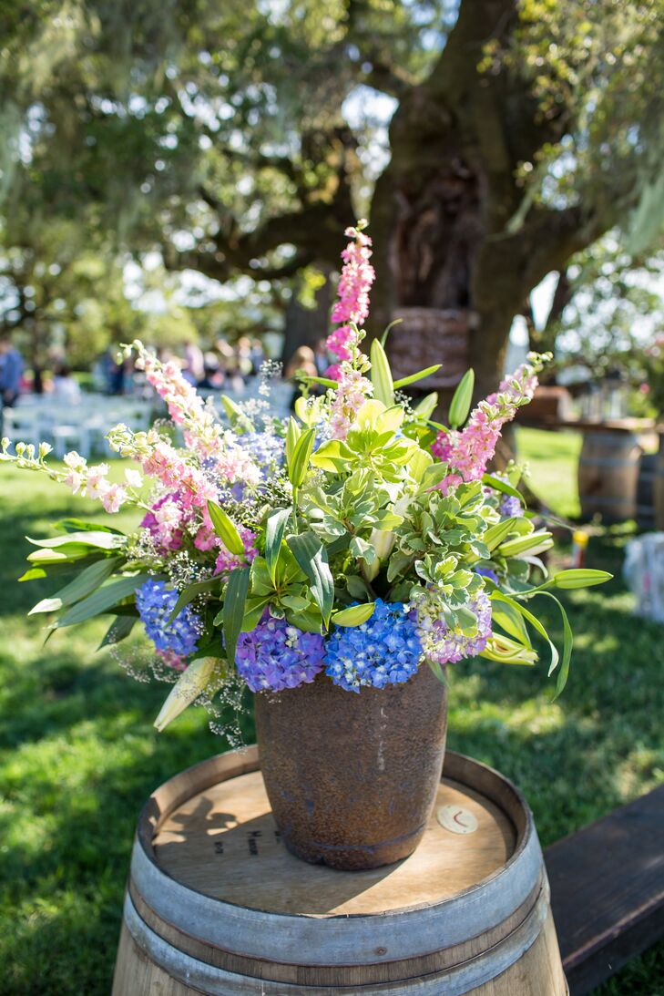 All of the flowers for the wedding were arranged by the couple's families and were sourced straight from Tyler's aunt's garden.