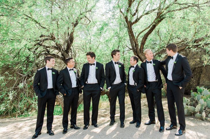 Classic Black Tuxedos for the Groomsmen