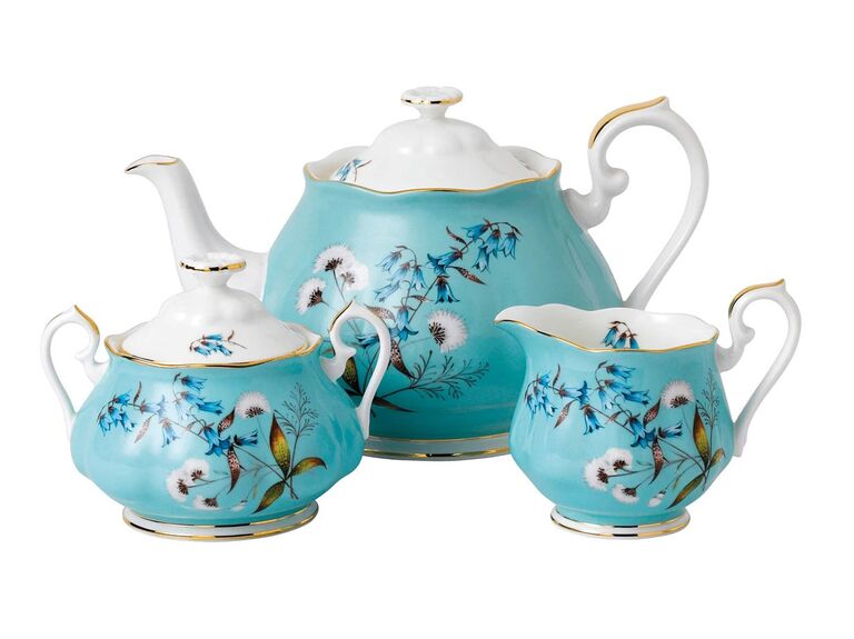 Beautiful blue floral tea set for mom-in-law