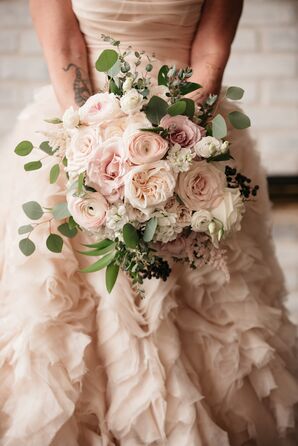 Blush-Colored Peonies, Roses and Greenery Bouquet