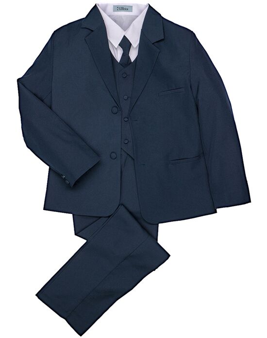 Little Tuxedos "Mason" Kids Navy Suit (5-Piece Set) Flower Girl Dress and Ring Bearer Outfit - 1