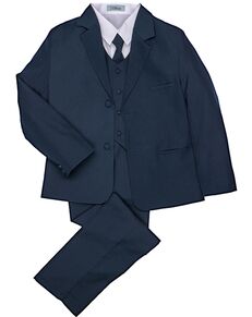 Little Tuxedos "Mason" Kids Navy Suit (5-Piece Set) Flower Girl Dress and Ring Bearer Outfit