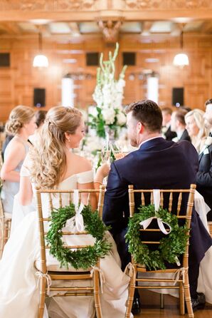 Sweetheart Chairs with Greenery Wreaths