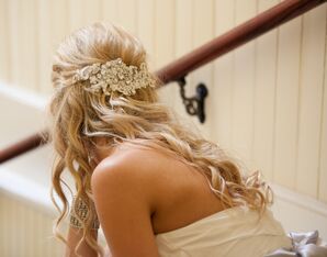 Half-Up Bridal Hairstyle with Barrette