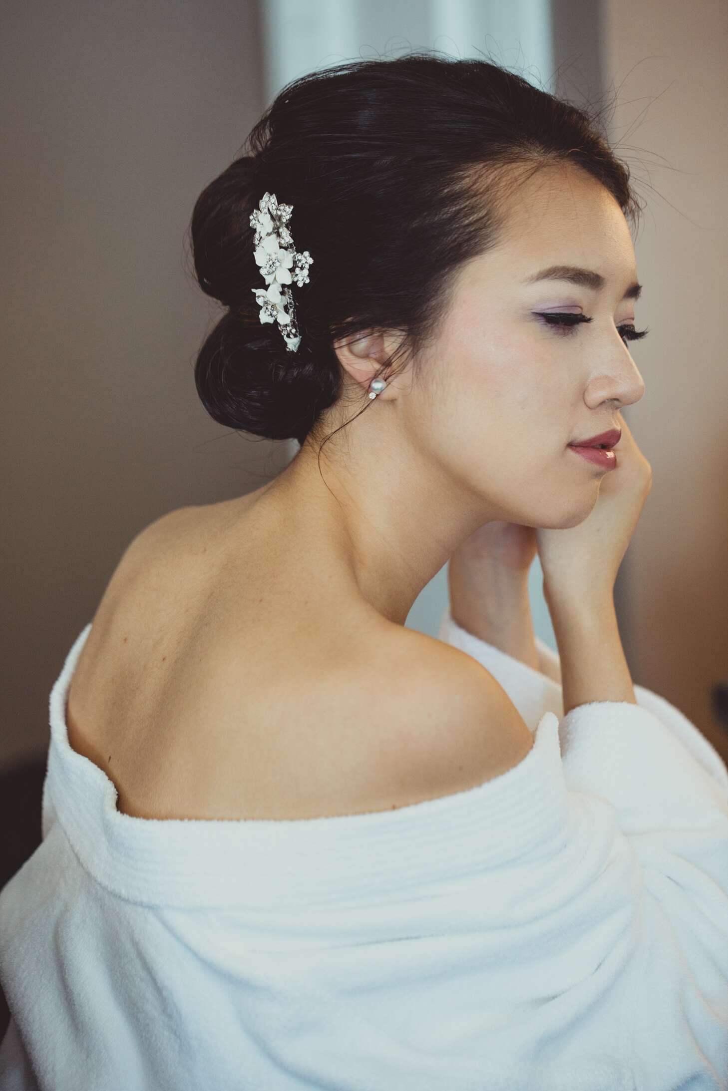 Beaded Flower Clip in Updo Hairstyle
