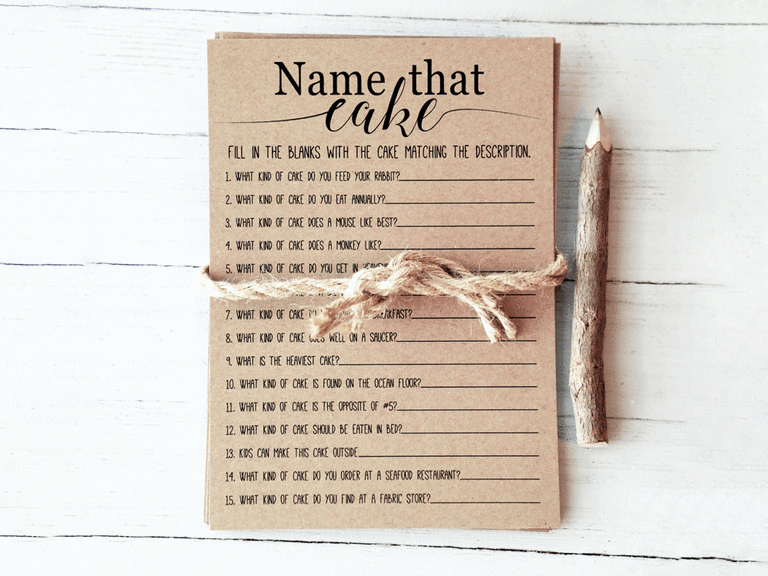 Name that cake printable wedding game.