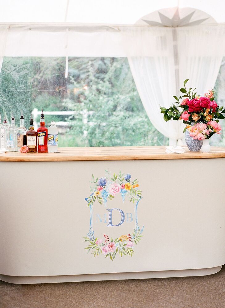 Whimsical Bar with Pastel-Colored Monogram