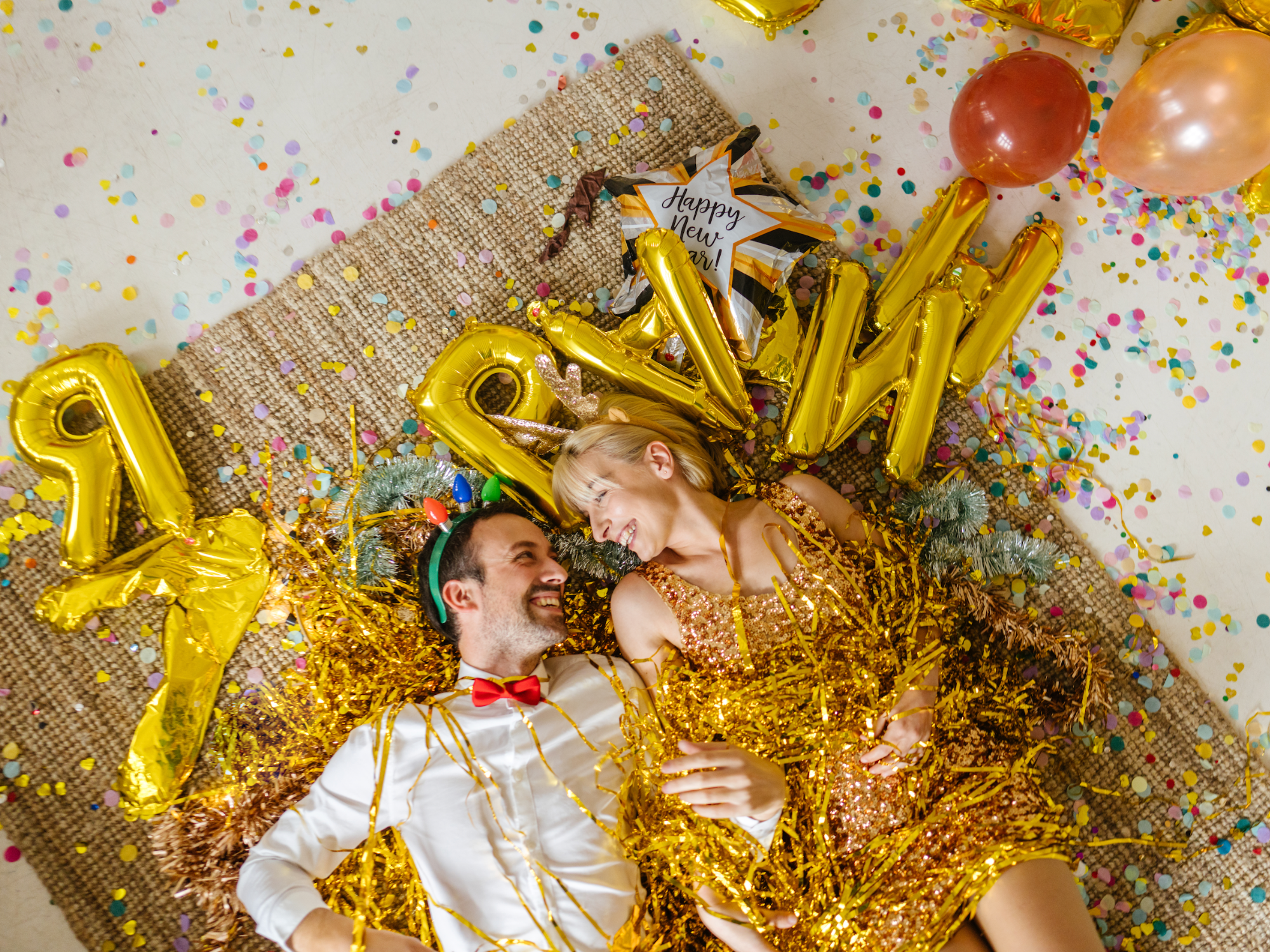 Couple at new year's eve party