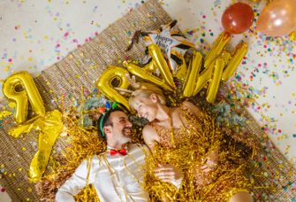 Couple at new year's eve party